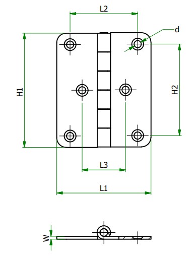 サイズ（mm）\nL1：100、L2：77、L3：29、H1：40、\nH2：25、W：1.5、D1：6
