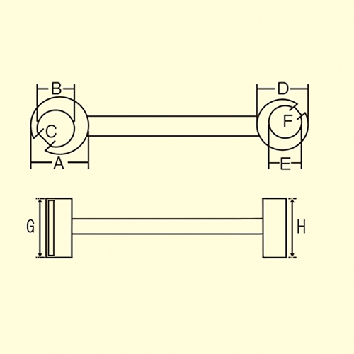 A：35mm　　B：23mm　　C：10mm\nD：32mm　　E：20mm　　F：10mm\nG：75mm　　H：75mm