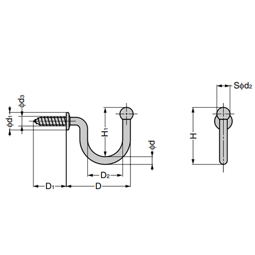 D：40.5㎜　　　D1：20㎜　　　D2：21.5㎜\nH：35㎜　　　H1：30㎜　　　ｄ：4.5㎜\nｄ1：10㎜　　　ｄ2：7.5㎜　　　ｄ3：5.4㎜