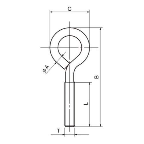 A：φ3.5mm　　B：39mm　　C：16.5mm\nL：16mm　　　T：M4