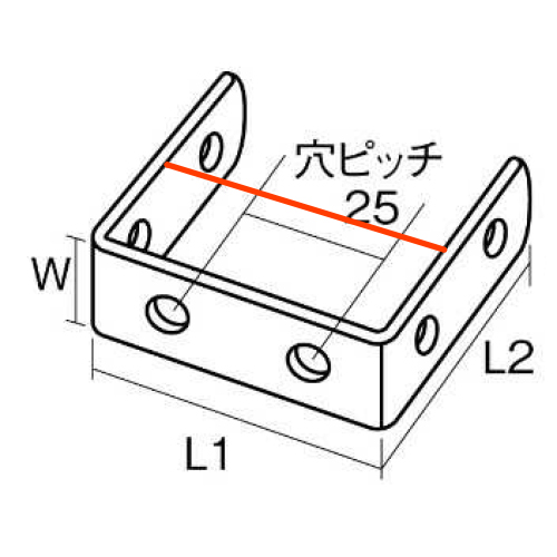 L1：77mm　　L2：27mm　　W：19mm\n内寸(赤線)：73mm