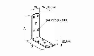 サイズ(mm)\nA：60、B：60、W：30、t：3.0