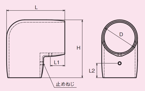 サイズ（mm）\nL：61、L1：15、L2：15、H：61、D：38、止めねじ：M4