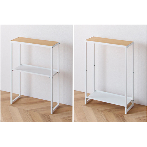 下段の棚は高さが2段階から選べて機能的。\n※画像は代表画像です(本商品はブラック色です)\n