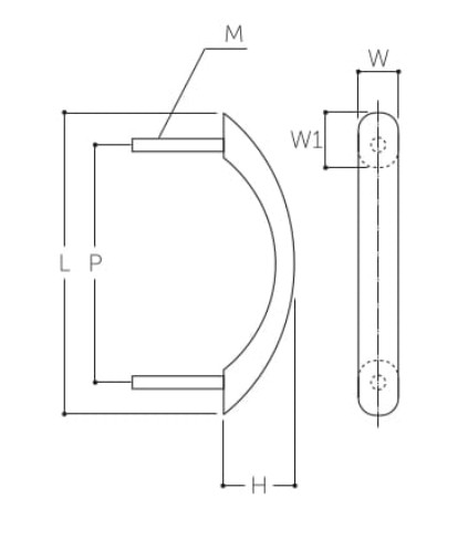 L：100mm、P：78mm、H：25mm、W：11mm、W1：16mm、M：M4