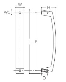 L：141mm、P：128mm、H：24.5mm、W：13.5mm、W1：10mm、D：8mm