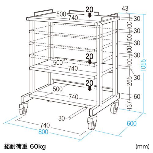 エスコ 1000x400x620mm 机上ラック EA954HC-262 エスコ ESCO-www