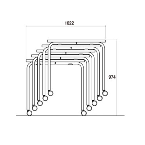 5台スタッキング時(単位:mm)