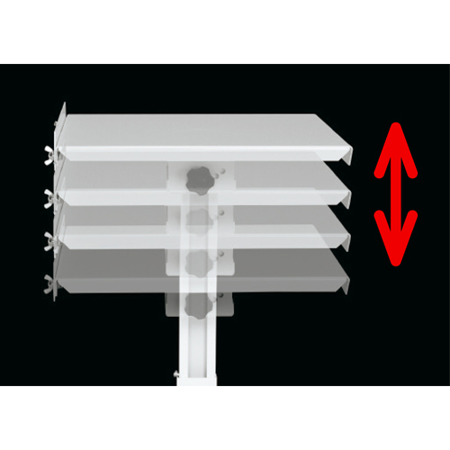 天板の高さを740～1000mmの間で20mmピッチで変更できます。