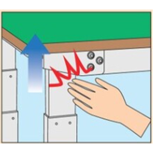 挟み込み防止機能付きで安全に作業できます。\n(昇降時に衝撃を察知すると自動的に位置を戻します。)