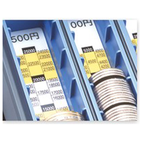 積み重ねたコインの枚数と合計金額が一目で分かるコインカウンター表示。