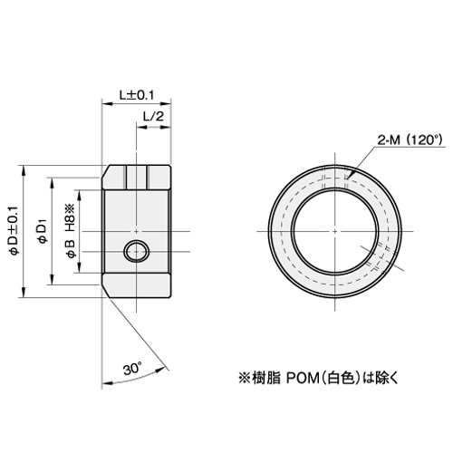 B：φ8mm　　D：φ18mm\nL：10mm　　D1：φ13mm　　M：M4×4