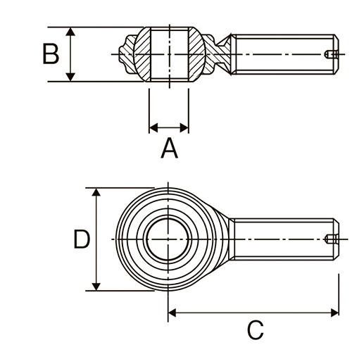 A:14mm　　　B:19mm　　　C:61mm　　　D:38mm