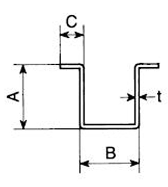 A：22mm、B：20mm、C：8mm、t：1.2mm