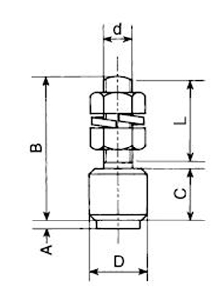 A：4.0mm、B：110mm、C：25mm、D：25mm、d：14mm、ねじ部L：85mm