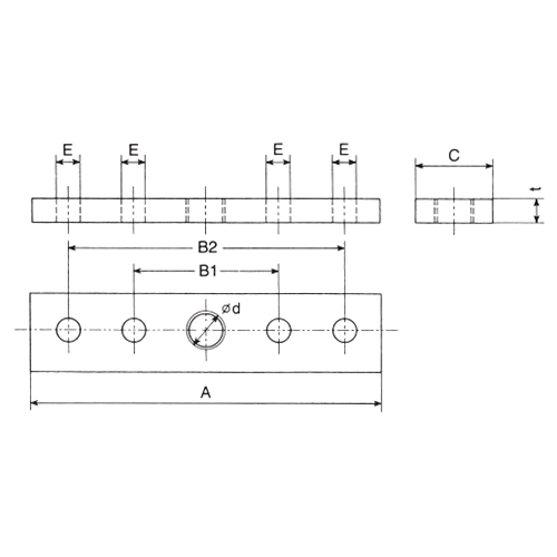 A：145㎜　　　B1：60㎜　　　B2：115㎜\nC：32㎜　　　E：10㎜　　　\nｄ：W5/8　　　t：10mm