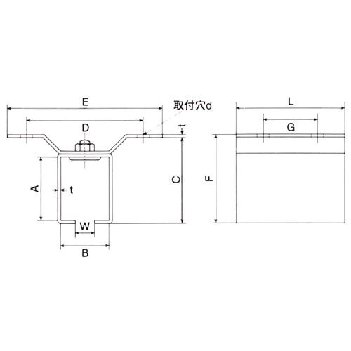 A：53㎜　　　B：40m　　　C：71㎜\nD：96㎜　　　E：128㎜　　　F：73㎜\nG：45㎜　　　L：90㎜　　　W：16㎜\nｄ：10㎜　　　ｔ：2.5㎜