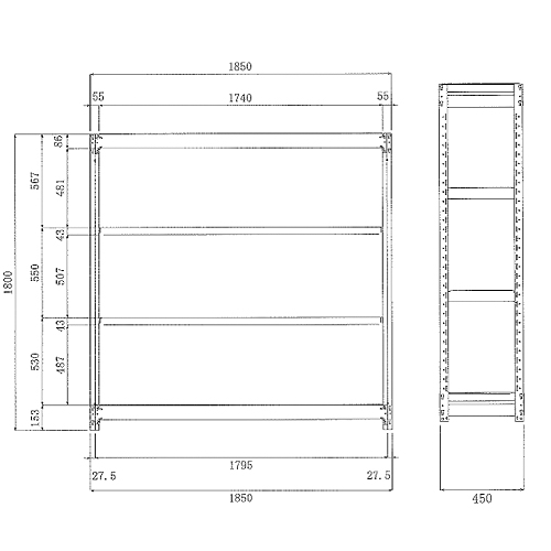 EA976AG-180｜1795x450x1800mm/300kg/４段 スチール棚｜株式会社エスコ