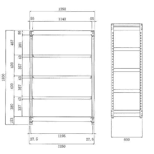 EA976AH-120B｜1195x600x1800mm/300kg/５段 スチール棚のページ -