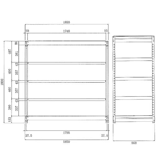 EA976AH-180C｜1795x868x1800mm/300kg/５段 スチール棚のページ -