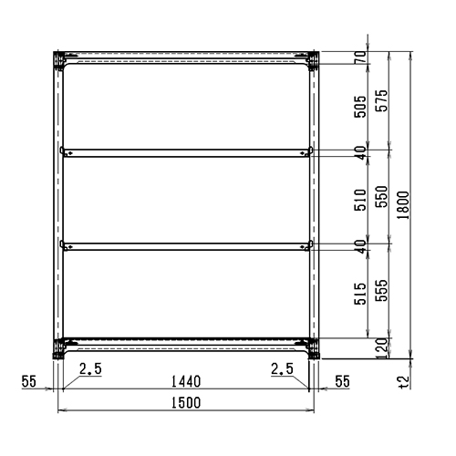 正面図\n単位：㎜