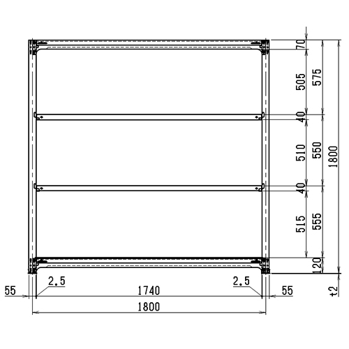 正面図\n単位：㎜