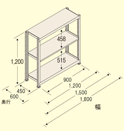 EA976DH-120B｜1190x450x1200mm/150kg/3段 スチール棚のページ -