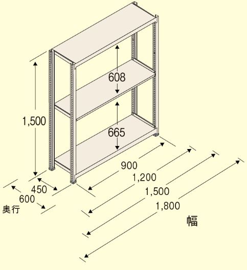 EA976DJ-120B｜1190x450x1500mm/150kg/3段 スチール棚のページ -