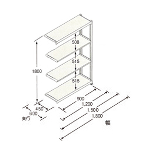 EA976DK-120RB｜1190x450x1800mm/150kg/4段 ｽﾁｰﾙ棚(連結用)｜株式会社