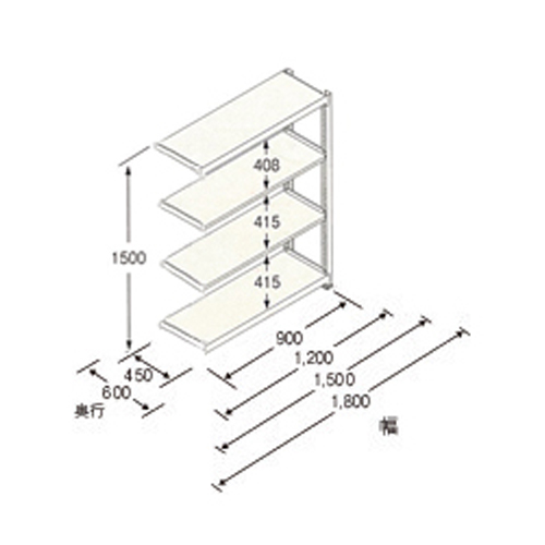 EA976DM-120RB｜1190x450x1500mm/150kg/4段 ｽﾁｰﾙ棚(連結用)のページ -