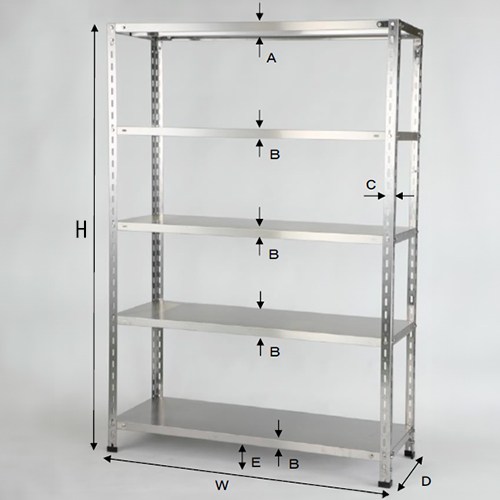 W：1200㎜　　　D：450㎜　　　H：1800㎜\nA：36㎜　　　B：36㎜　　　\nC：40㎜　　　E：50㎜