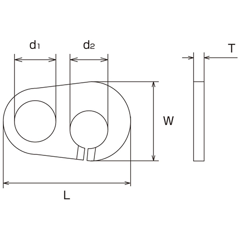 L：23.5㎜　　　W：13.5㎜　　\nｄ1：7㎜　　　ｄ2：7㎜　　　Ｔ：1.5㎜