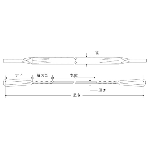 幅：50mm、アイの長さ：200mm\n縫製部の長さ：200mm、本体の厚さ：10～11mm