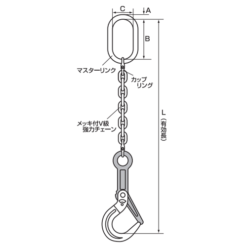 サイズ(mm)\nA：17、B：140、C：70、L：856