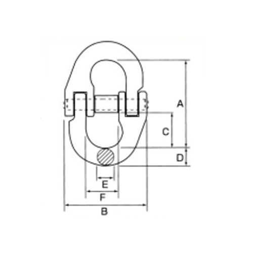 (チェーン側)\nA：69mm　B：69mm　C：26mm　D：13mm　E：12mm　F：24mm\n(マスターリンク側)\nA：88mm　B：82mm　C：34mm　D：17mm　E：15mm　F：29mm