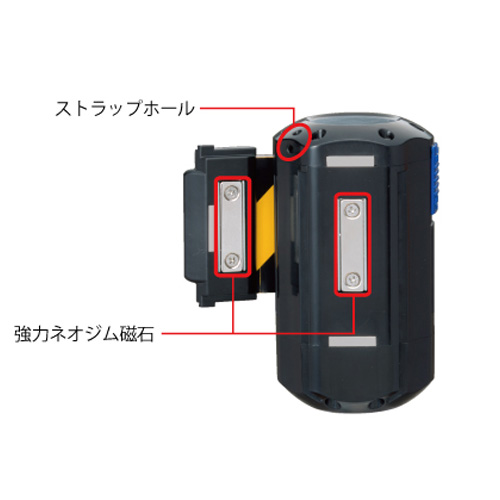 リール本体裏側とシート先端には強力なネオジム磁石が付いており、鉄部へ簡単に取付け可能です。