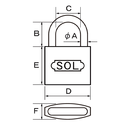 A：9.5mm、B：40mm\nC：38.5mm、D：68.5mm\nE：51mm、F：19.2mm
