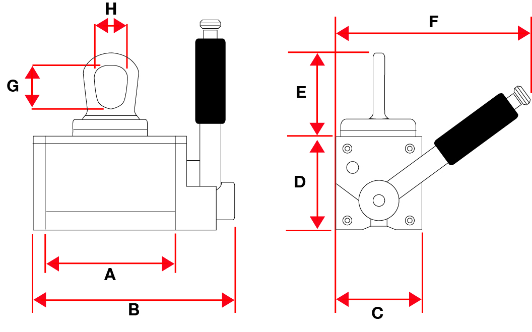 Ａ：101mm　Ｂ：155mm　Ｃ：69mm　Ｄ：74mm\nＥ：64mm　 Ｆ：152mm　Ｇ：34mm　Ｈ：27mm\n