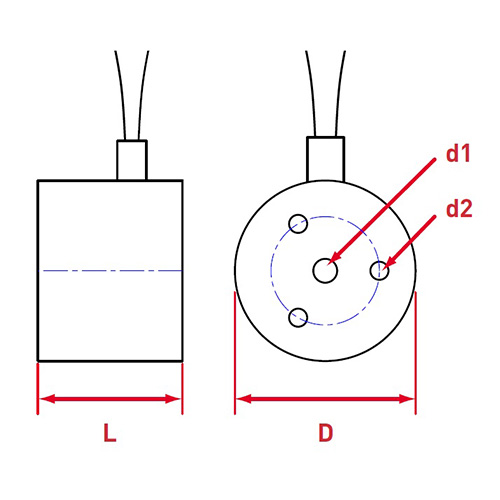 D：30mm　　　d1：M5\nL：24mm　　　d2：M3
