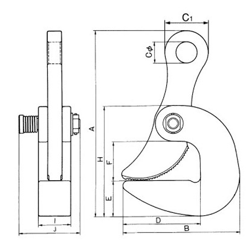 A：177mm　B：120mm　C：24mm　E：35mm\nF：35mm　H：110mm　I：30mm　J：60mm