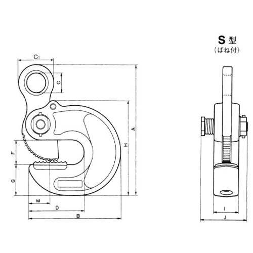 A：201mm　B：152mm　C：30mm　D：56mm　F：38mm　G：48mm　H：147mm　I：40mm　\nJ：73mm　M：34mm