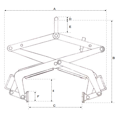 A：(max)455mm (min)320mm　B：(max)540mm (min)280mm\nC：0-180mm　D：16mm　E：55mm　F：72mm