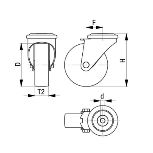 D：100mm、F：33mm\nH：121mm、d：11mm、T2：25mm
