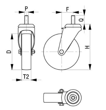 D：75mm　T2：23mm　H：98mm\nQ：30mm　P：M10　F：29mm
