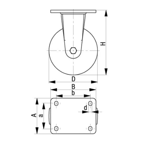 D：200mm　ホイール幅：80mm　H：255mm\nA：175mm　B：140mm\na：140mm　b：105mm　d：14mm