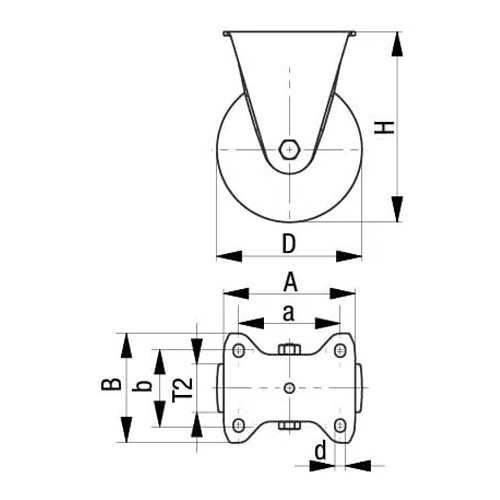 D：100mm　 T2：40mm　 H：170mm\nA：100mm　 B：85mm　 \na：80mm 　b：60mm　 d：9mm
