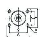 A：46mm　B：38mm\nX：36mm　Y：28mm　P：φ5.3mm