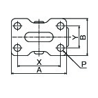 A：46mm　B：25mm\nX：36mm　P：φ5.3mm