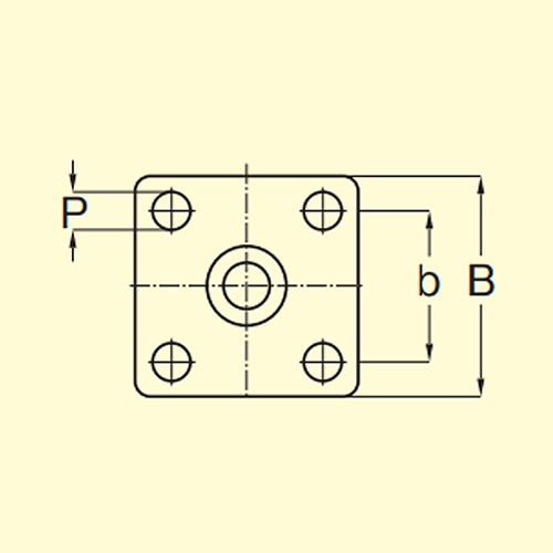 穴径(P)…φ11mm\n取付ピッチ(b)…75×75mm\nプレートサイズ(B)…102×102mm