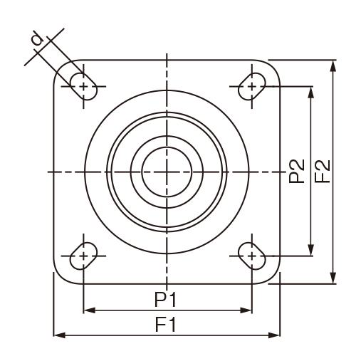 穴径(d)…11mm\nP1×P2…90×90mm\nF1×F2…120×120mm